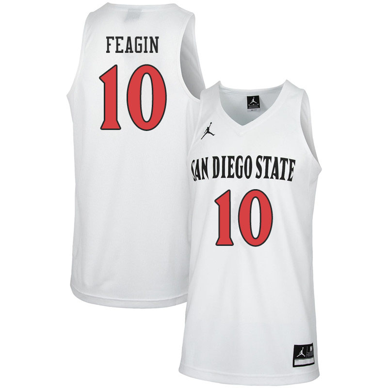 Jordan Brand Men #10 KJ Feagin San Diego State Aztecs College Basketball Jerseys Sale-White
